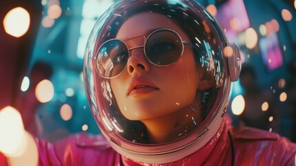 Futuristic Woman In Neon City