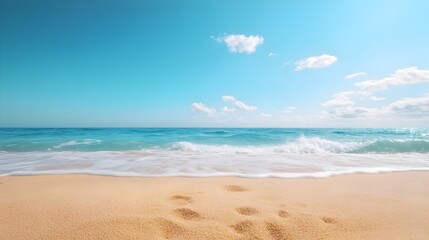Immerse yourself in the captivating coastal serenity of this tranquil beach scene where soft sands and gentle ocean waves create a serene and harmonious atmosphere inviting you to escape relax