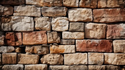 Obraz premium Stone Wall Texture. Beige and Brown Bricks