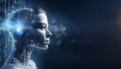 Fototapeta premium artificial intelligence being with binary code