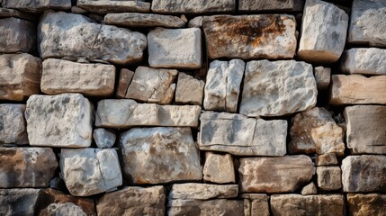 Obraz premium Stone wall texture background - Stone siding with different sized stones