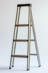 A ladder leaning against a white wall, ready for use