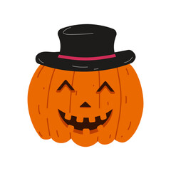 Pumpkin Halloween isolated. A pumpkin with a hat without a background. Vector illustration