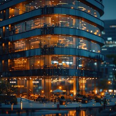 Modern Office Building at Night