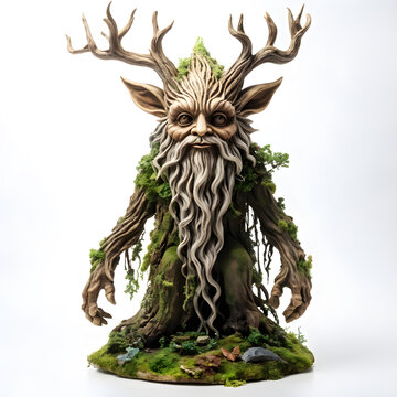 A fabulous mythical character in the form of a forest dweller leshy on a white background