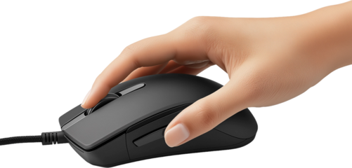 hand with computer mouse