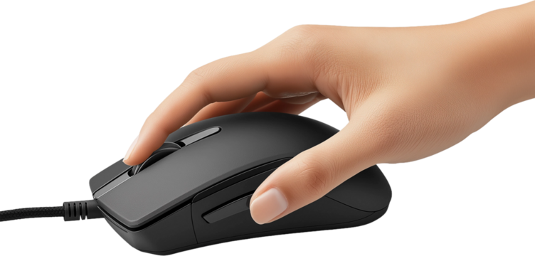 hand with computer mouse