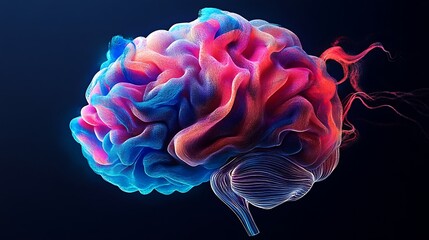 Colorful Brain Depiction Realistic Conceptual Art Visual Showcase neon color Image
