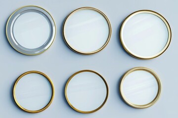 Four decorative round mirrors mounted on a wall