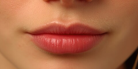 Naklejka premium A detailed view of a woman's lips painted with bright red lipstick, ideal for beauty and fashion editorial use