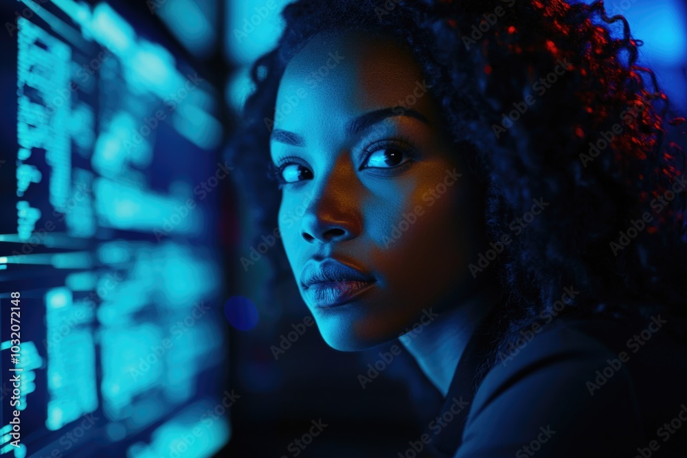Poster a person sitting in front of a computer with a screen displaying icons and files