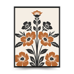 Abstract linocut floral posters template. Modern trendy minimal style. Black and white colors. Botanical blockprint. Hand drawn design for wallpaper, wall decor, print, postcard, cover, template.
