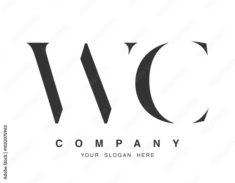 Fototapete wc logo design. initial letter w and c serif font style. creative classic company name typography. t