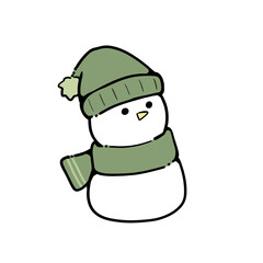 帽子とマフラーをした雪だるま
