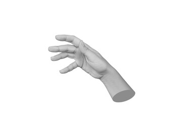 Female statue's outstretched hand making a gesture seems to reaching for something with the fingers...