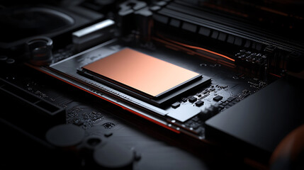 Obraz premium SSD being installed into a desktop computer, sleek design visible. The style hyper-realistic photograph taken in daylight 