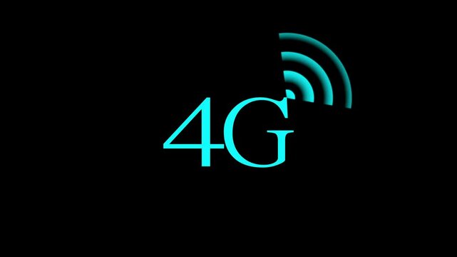 the Animated 4G network icon design in flat icon. Technology concept icon. 4G network. black background