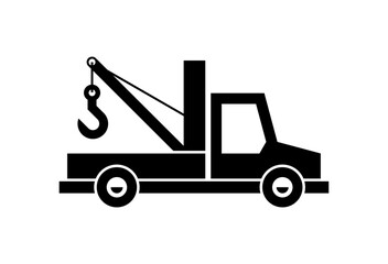 Tow truck icon. Monochrome style. isolated on white background