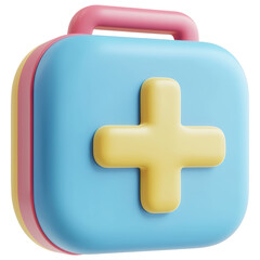 Obraz premium Colorful First Aid Kit with Plus Sign