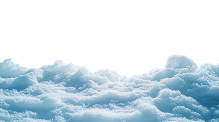 Snowdrift isolated. Snow landscape decoration, frozen hills. White snow covered hill with a few small snow piles. Empty snow banks field. Transparent background. Christmas illustration