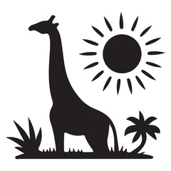 Beautifully detailed giraffe silhouette features intricate tribal patterns