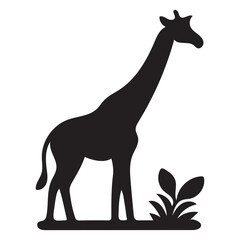 Silhouette illustration of a giraffe standing gracefully in a natural setting