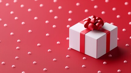 Obraz premium 3D Icon of Christmas Gift Box with Red Bow