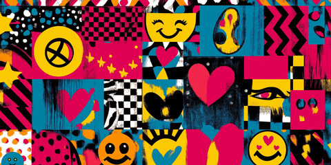 Neon Pop Culture Collage Pop Art