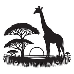 Fototapeta premium a giraffe standing next to trees and grass