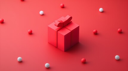 3D Render of a Floating Christmas Gift Box