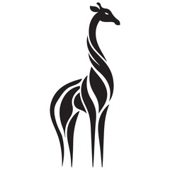 Simple Giraffe Silhouette Vector on white background