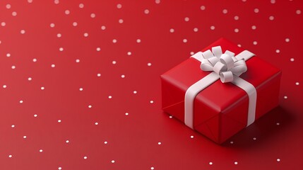 3D Rendering of a Christmas Gift Box Floating
