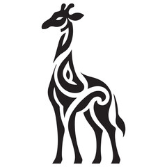 a stylized giraffe silhouette adorned with elegant tribal patterns, blending traditional African art with modern design elements