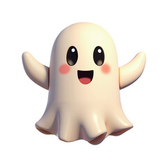 Fototapeta premium White ghost. Cute isolated cartoon illustration for halloween in png format.