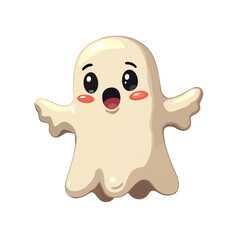 Obraz premium White ghost. Cute isolated cartoon illustration for halloween in png format.