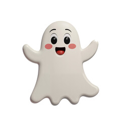 Obraz premium White ghost. Cute isolated cartoon illustration for halloween in png format.