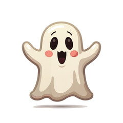 Fototapeta premium White ghost. Cute isolated cartoon illustration for halloween in png format.