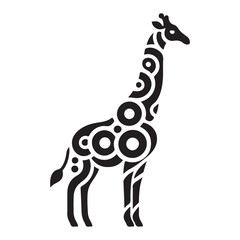 a stylized giraffe silhouette adorned with elegant tribal patterns, blending traditional African art with modern design elements