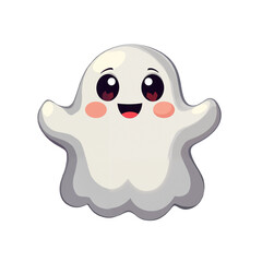 White ghost. Cute isolated cartoon illustration for halloween in png format.