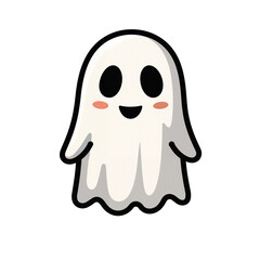White ghost. Cute isolated cartoon illustration for halloween in png format.
