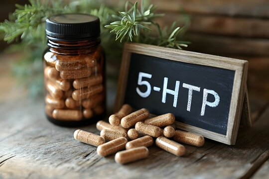 5-HTP Supplement Showcase: Abstract Wellness Concept for Sleep, Relaxation, and Anxiety Relief