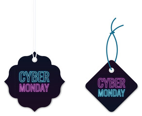 Cyber monday sale tag,labels with cord.
