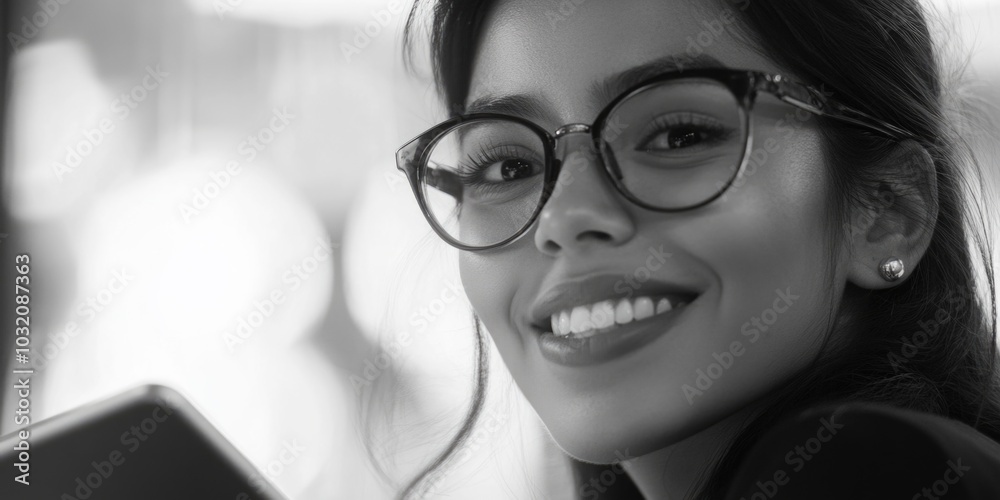 Canvas Prints Happy Eyeglasses Woman Smiling