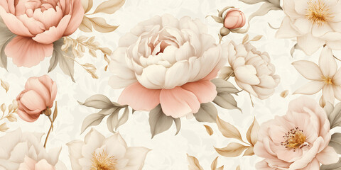 Victorian Floral Peony and Rose Pattern