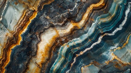 Obraz premium Abstract background with swirling blue, grey, white and orange patterns resembling marble or stone.