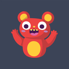red bear character in flat vector design.