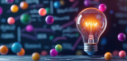 Glowing light bulb symbolizing ideas innovation and creative solutions for business personal growth and future opportunities  The image represents thinking and the pursuit of success and achievement