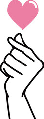 指ハート_シンプル線画