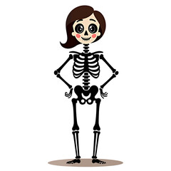 skeleton. cute halloween characters isolated PNG with no background in cartoon style