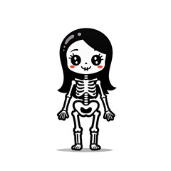 Fototapeta premium skeleton. cute halloween characters isolated PNG with no background in cartoon style